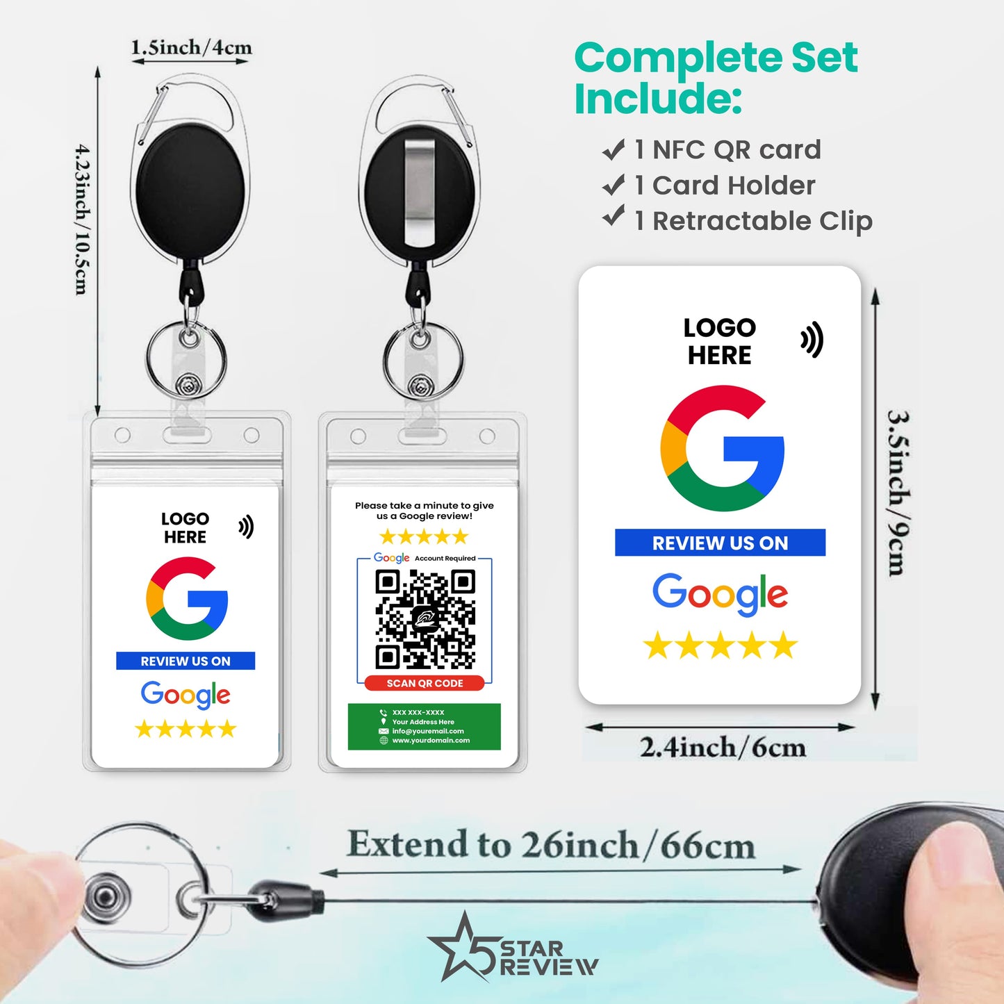 Custom NFC/QR Tap Cards Complete Set for Google / Yelp / Facebook - COMPLETE SET