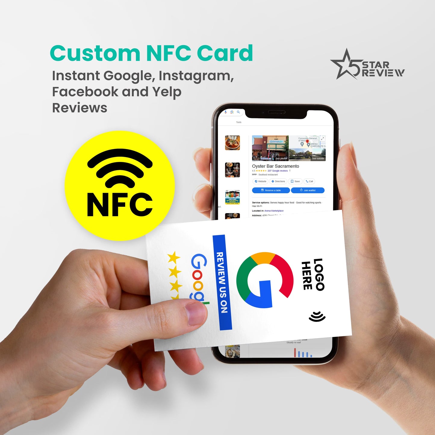 Custom NFC/QR Tap Cards Complete Set for Google / Yelp / Facebook - COMPLETE SET