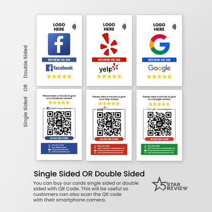 Custom NFC/QR Tap Cards Complete Set for Google / Yelp / Facebook - COMPLETE SET